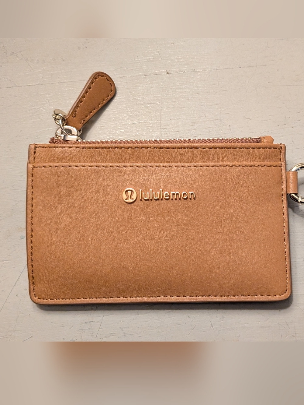Lululemon Tan Zip Card Holder Key Ring